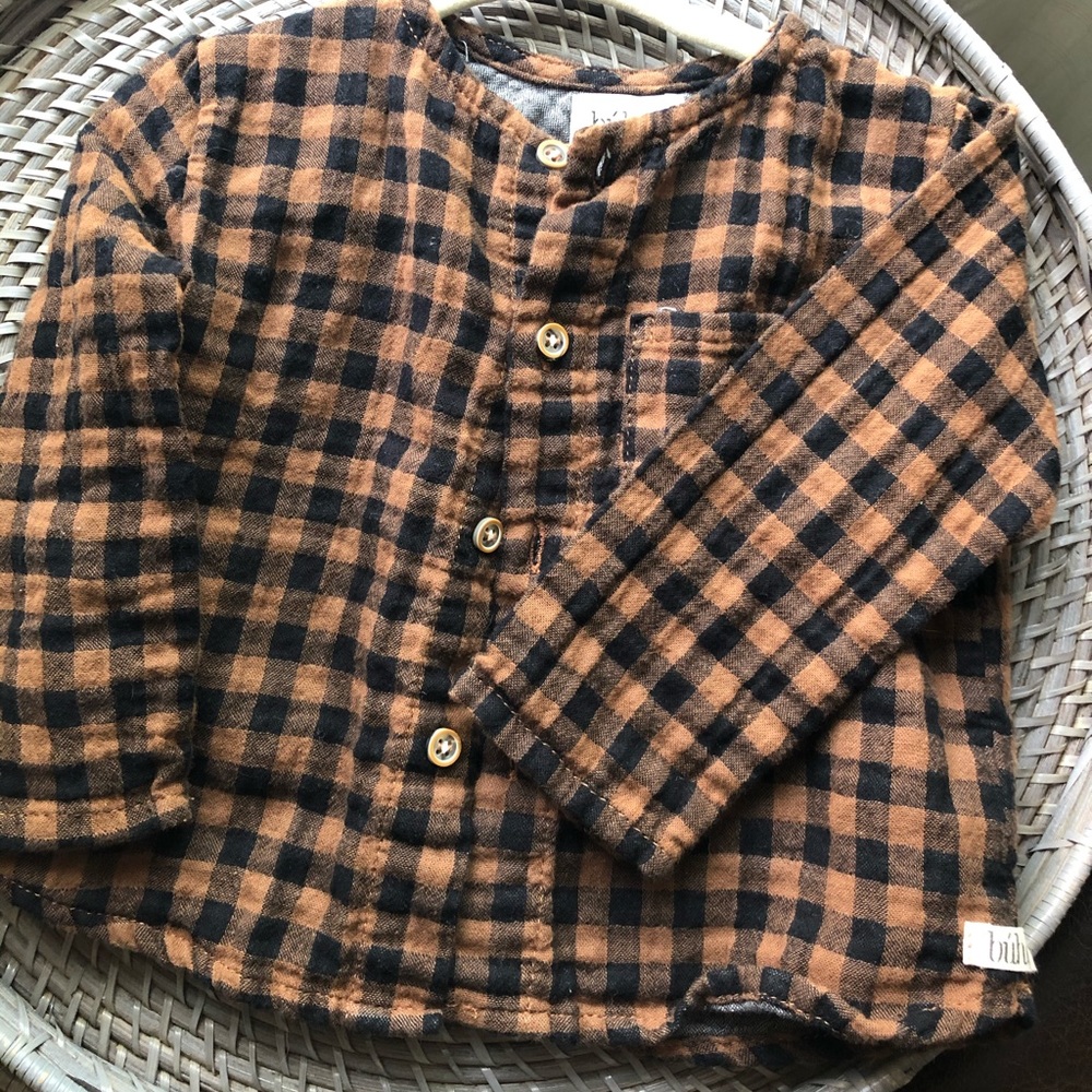 Buho Boutique Baby Boy Plaid Button Down 9 months